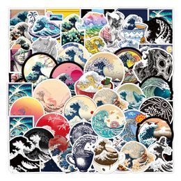 50PCS Cartoon Sea Wave Spray Round Stickers Graffiti Skateboard Guitar Luggage Laptop PVC Decals Sticker Kid DIY Toys