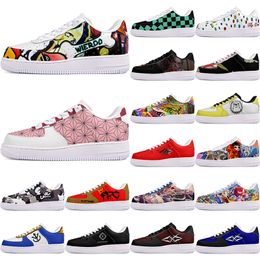 DIY shoes winter fashion lovely autumn mens Leisure shoes one for men women platform casual sneakers Classic White Black cartoon graffiti trainers sports 13845