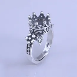 Cluster Rings Vintage Crown Ring Setting For Jewellery Making 9mm Solid 925 Thai Silver Gemstone Seting