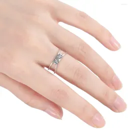 With Side Stones Simple Women Ring Solid 925 Silver Rhinestones Romantic Wedding Engagement For Girl Gift Birthday Fashion Jewelries