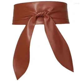 Belts 2023 Women's Wide Waist Cover Soft And Versatile Elegant Cross Border Bow Ribbon Extra Long Belt