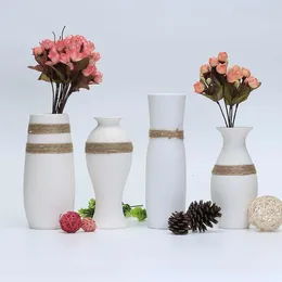 Vases Ceramic Vase White Creative Modern Flower Simple Retro Pastoral Flowers Bouquet Home Decor For Office Desktop