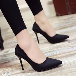 Dress Shoes 2023 10 Cm Pointed High-heeled Shallow Joker Single Professional Work High Heels Hjm8