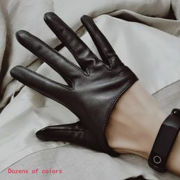 Five Fingers Gloves Sunscreen Gloves Women's Single Genuine Leather Half-palm Gloves Real Sheepskin Stage Show Driving gloves No Lining 231027