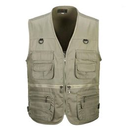 Men Cotton Multi Pocket Vest Summer New Male Casual Thin Sleeveless Jacket With Many Pockets Mens Pographer1260y