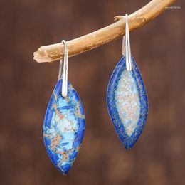 Dangle Earrings Handmade Leaf Natural Stones Living Hook For Women Jaspers Lady Boho Statement Earring Art Jewellery