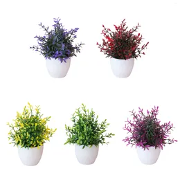 Decorative Flowers 22CM Small Grass Artificial Plant Bonsai Plastic Pot Fake Flower Potted Decoration Home Wedding Room Table Garden El