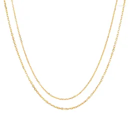 Chains 14K Solid Gold Jewelry Real Yellow Pure Cross Diamond Cut Chain Necklace For Woman