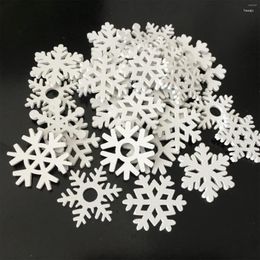 Christmas Decorations 50pcs Snowflake White Mix Shape Wood Snowflakes Ornaments Tree Pendant Year For Home