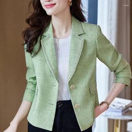 Women's Suits Spring Autumn Women Suit Coat Korean Casual Small Fragrant Single Breasted Short Jacket Ladies Blazers Female Outerwear 5XL