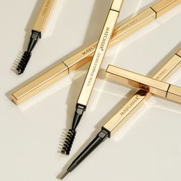 Small Gold Bar Double-headed Eyebrow Pencil Waterproof Non-Blooming Eyebrow Pencil Dual-Ended Eyebrow Pen