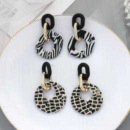 Dangle Earrings 2023 Acrylic Geometric Leopard Print Circle S925 Silver Needle Temperament Exaggerated Versatile For Women