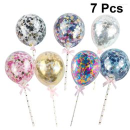 Festive Supplies 7PCS Sequins Baby Balloonss Cake Toppers Creative Confetti Plug Birthday Decorative