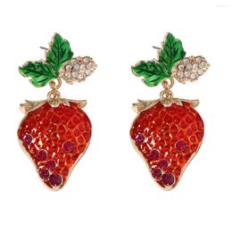Dangle Earrings Cute Sweet Temperament Strawberry Alloy