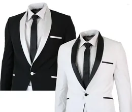 Men's Suits Tailor Made Black/White Men Wedding Slim Fit Groom Prom Party Blazer Male Tuxedo 2 Piece Jacket Pants For Business