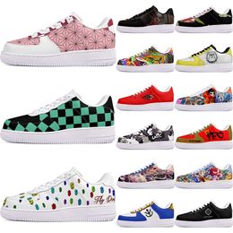 DIY shoes winter fashion autumn mens Leisure shoes one for men women platform casual sneakers Classic White Black cartoon graffiti trainers outdoor sports 9650