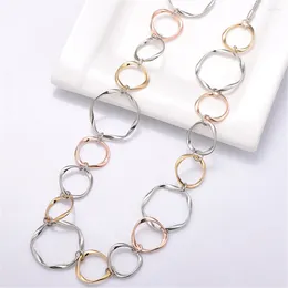 Chains Big Geometric Circles Necklaces For Women Silver Plated Mix Sweater Chain Long Necklace Luxury Jewellery Accessories Gift 2023