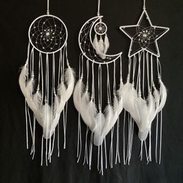 Moon Star Set Dream Catcher Wall Hanging Feather Hanging Subhome Decoration 20CM 3 PCS Set 1224754