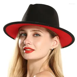 Berets Unisex Patchwork Wool Felt Fedora Cap Men Women Flat Brim Top Jazz Hats Trilby Vintage Hat Round Caps Fedoras