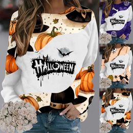 Gym Clothing Halloween Ladies Casual Long Sleeve Round Neck Printed Pullover Sweatshirt Top Cute Fall Hoodies Women Zippe Full Zip