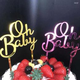 Festive Supplies Pink Acrylic "One" "Oh Baby" Happy Birthday Cake Topper Wedding Bride Party Decoration Dessert Baking