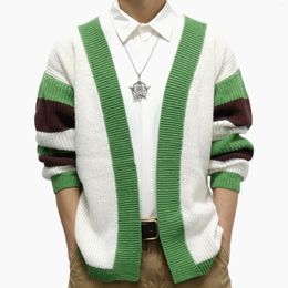 Men's Sweaters Sweater Striped Contrasting Color Woolen Cardigan Jacket Thickened Thick Needle Casual Spring And Autumn For Men