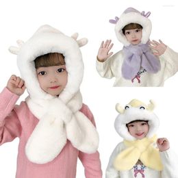 Scarves Cartoon Children's Hat With Scarf 1-12 Years Old Polyester Fibre Cap Warm Ear Protection