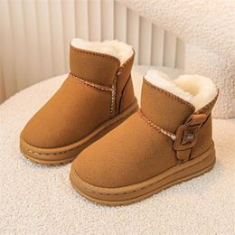 New children's snow boots Joker plus velvet boots for boys and girls in autumn and winter thick cotton shoes thick soled warm booties