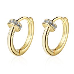 Hotsale Women Earrings Yellow White Gold Plated Full Bling CZ Earrings Hoops for Men Women for Party Wedding Nice Gift