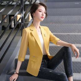 Women's Suits Thin Small Blazer Casual 2023 Spring And Summer Large-sized Slim Seven-minute Sleeve Sunscreen