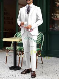 Men's Suits Thorndike ( Jacket Vest Pants ) High-end Brand Boutique Fashion Solid Color Mens Casual Business Suit 3Pcs Groom Wedding