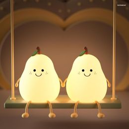 Night Lights 2023 Products Simple And Indistinguishable Pear Children's Bedroom Dormitory Bedside With Sleeping Light Silicone Lamp