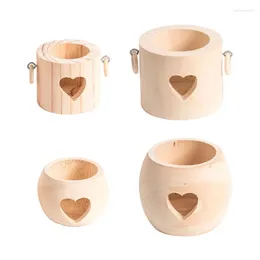 Candle Holders Heart-shaped Hollow Wood Candlestick Holder Stand Christmas Party Supply