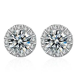 Stud Classic S925 Silver Round Moissanite Diamond Earrings Women Jewellery Plated White Gold 0 5ct 5mm Gift314y