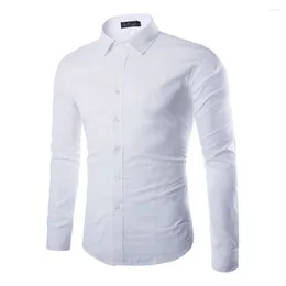 Men's Dress Shirts Casual Lapel Shirt Top Classic Collar Long Sleeve Blouse In Solid Colours Black White Blue Grey Red Navy