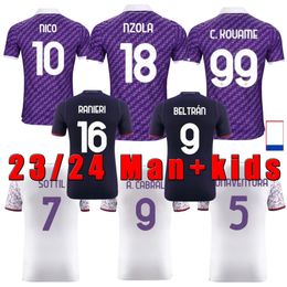 2023/24 Fiorentina Soccer Jerseys J. IKONE CASTROVILLI ERICK Florence Jersey ACF JOVIC A. CABRAL Milenkovic AMARBAT men kids kit sets football shirts