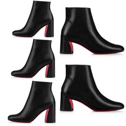 23S Reds bottoms woman boot Black leather/suede women ankle boots luxury designer shoes Turela 55mm/85mm calfskin leathers block heels round toe luxury classic