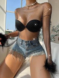 Women's Tanks Women S Sparkling Sequin Embellished Blouse Sheer Mesh Crop Top With Cutout Details For Nightclub Partywear