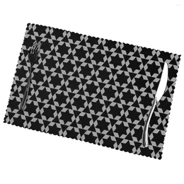 Table Mats Black And White Arabic Non-Slip Insulation Place For Kitchen Dining Washable Placemats Bowl Cup Mat Set Of 6