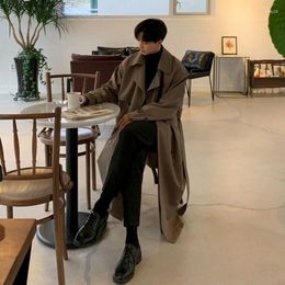 Men's Trench Coats 2023 Winter Men Fashion Middle Long Collar Cotton-Padded Thick Warm Outwear Coat Male Overcoat A91