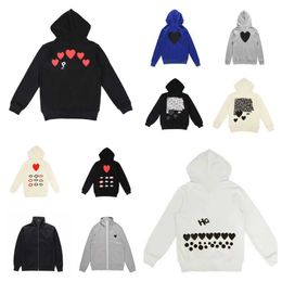 Men's Hoodie Sweatshirts Women Zipper Loose Coat Play Sweatshirt Commes Des Small Red Heart Jacket Garcons Standard and Fleece Casual Y9