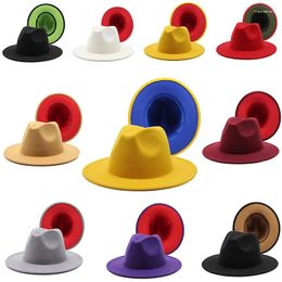 Berets Neutral Colours Felt Fedora Hats For Women Wide Caps Male Flat Brimmed Jazz Hat Panama Men Double Sided Colour Matching Retro