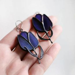 Dangle Earrings Statement Drop & For Women 2023 Trending Designer Original Cute Resin Purple Flower Jewellery