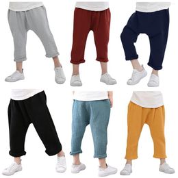 Trousers 2023 6M-6T Toddler Kids Pants Baby Boy Girl Child Solid Color Linen Pleated Harem Pant Pyjamas Breathable
