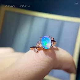 Cluster Rings The 925 Silver Inlaid Natural Opal Ring Women's Jewelry Simple And Generous Personality A Gift For Girls
