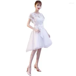 Party Dresses High Low Style White Red Black Evening Graduation Dress With Lace And Bow Wedding Prom Pary Gown