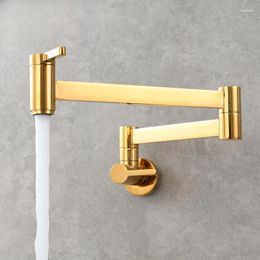 Bathroom Sink Faucets Copper Folding Single Cooling Faucet In-Wall Kitchen Stretchable Balcony Basin Extended