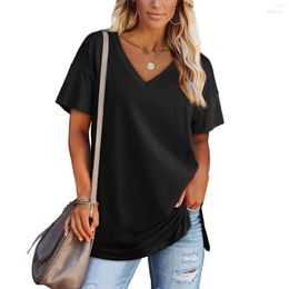 Women's T Shirts Women's Women Trend Fashion Short Sleeve V-Neck T-Shirt Stylish Solid Color Tops For Ladies Chic And Comfortable Soft