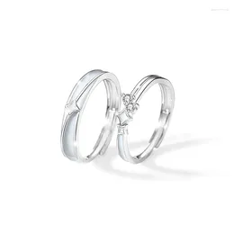 Cluster Rings TKJ 925 Sterling Silver Fluorescent Cubic Zirconia Meteor Shower Couple's Ring Fine Jewellery Gifts