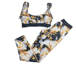 Floral Print Sports Outfit Womens Sleeveless Running Tracksuits Designer Breathable Gym Wear Spring Summer Yoga Leggings6098486